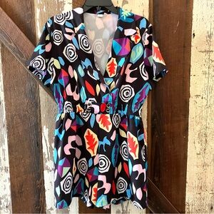 Colorful Patterned Romper w/ 80s Vibe